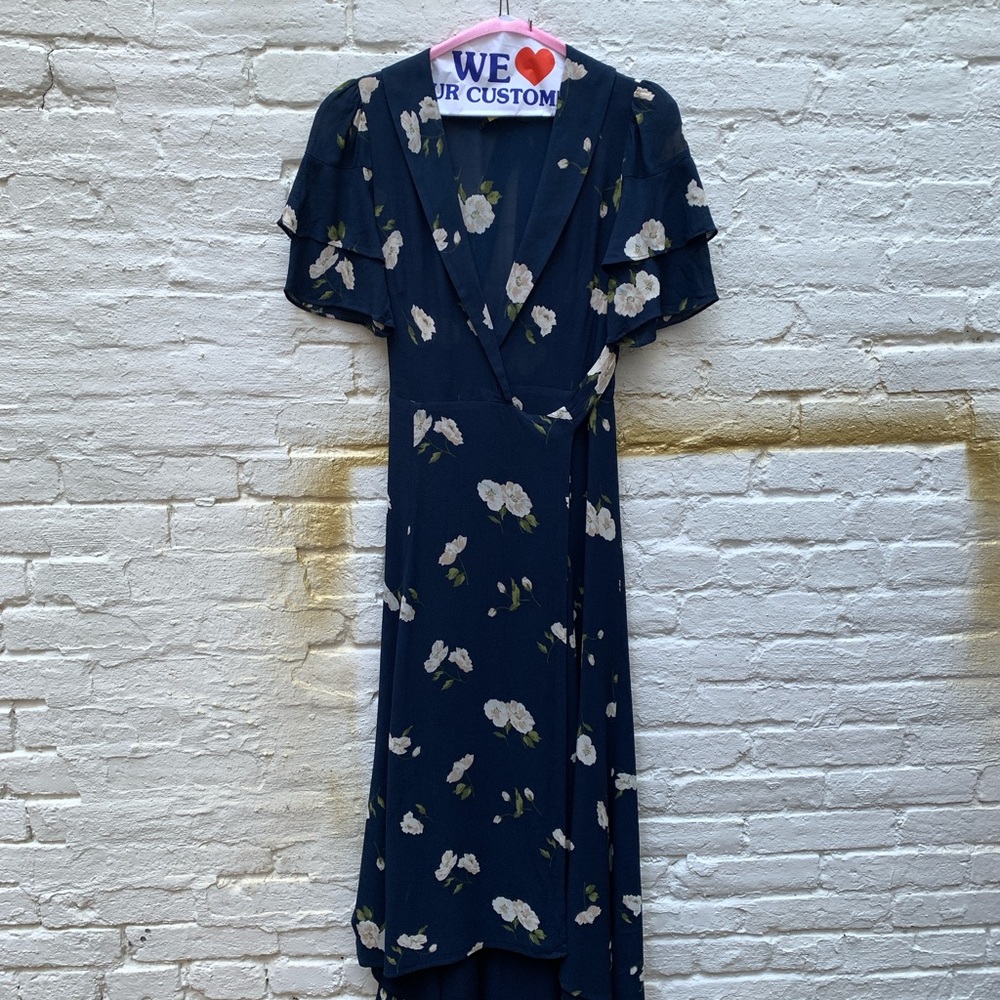 Reformation floral wrap midi cocktail dress size 4